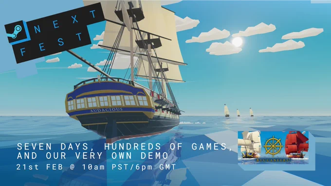 A ship gives chase with the words "Next Fest" overlaid on top.