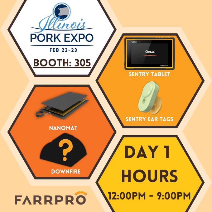 Illinois Pork Expo 2022 FarrPro Products available on display.
