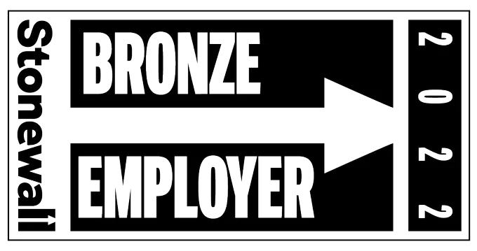 Graphic depicting our Bronze Employer award from Stonewall UK