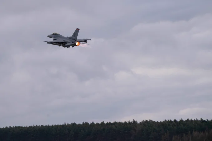 Archived photo of US F-16 taking off for an Air Policing mission in Romania. Photo courtesy of US Air Force