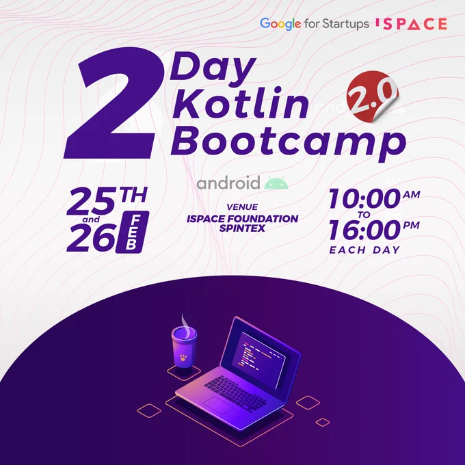 #KotlinBootcamp2.0
#iSpaceImpact
#AndroidDevelopment
#Kotlin 
#GoogleforStartup
#MyKotlinExperience
