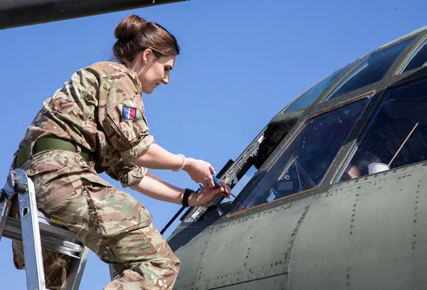 Image shows a female RAF engineer.