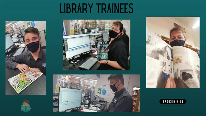 Library workers doing library things.