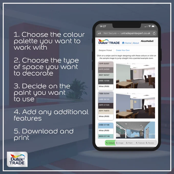 The steps to using the Dulux Colour and Contrast design guide