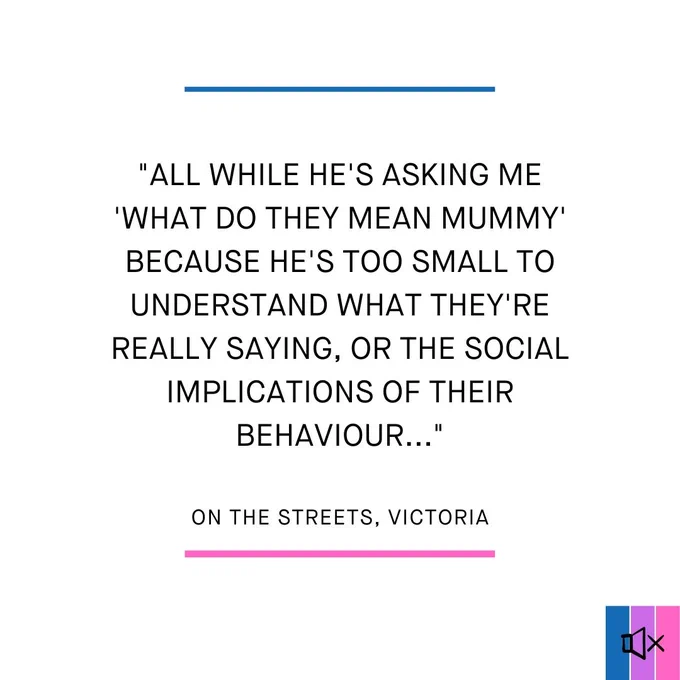 "All while he's asking me "what do they mean mummy" because he's too small to understand what they're really saying, or the social implications of their behaviour..."