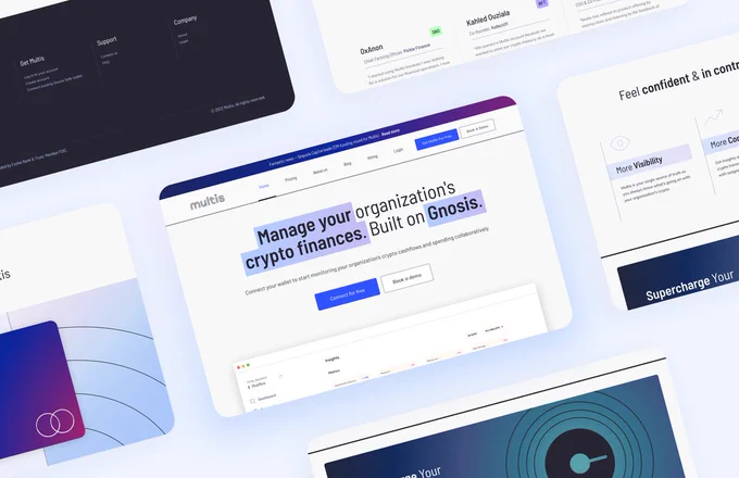 Series of web pages highlighting the Multis site