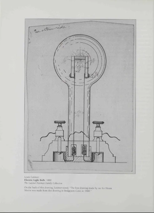 A technical drawing for an electric light bulb by Lewis H. Latimer.