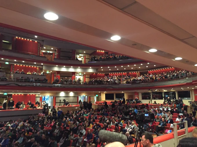 Crowd seated in auditorium