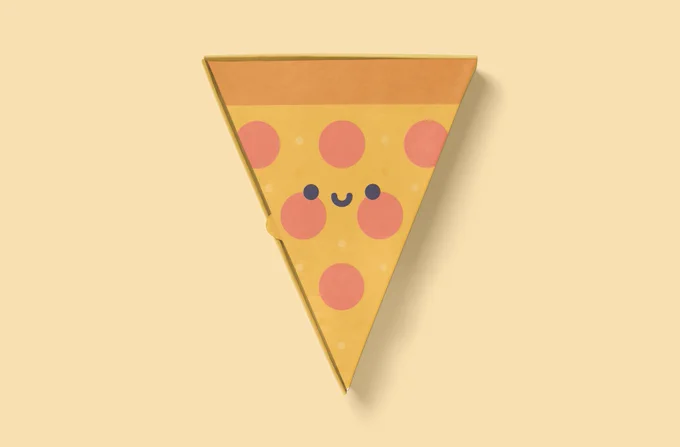 Cute Kawaii Minimal Pizza Box Packaging