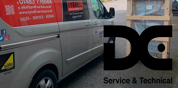 Photo of a Tyrrell Services van at DC Products headquarters