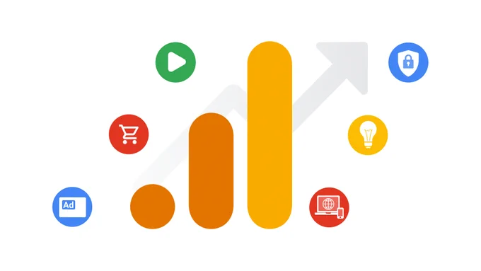Graphic featuring the Google Analytics logo