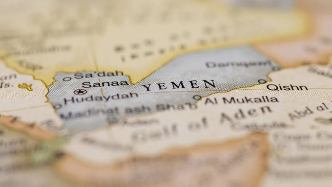 A map of Yemen.