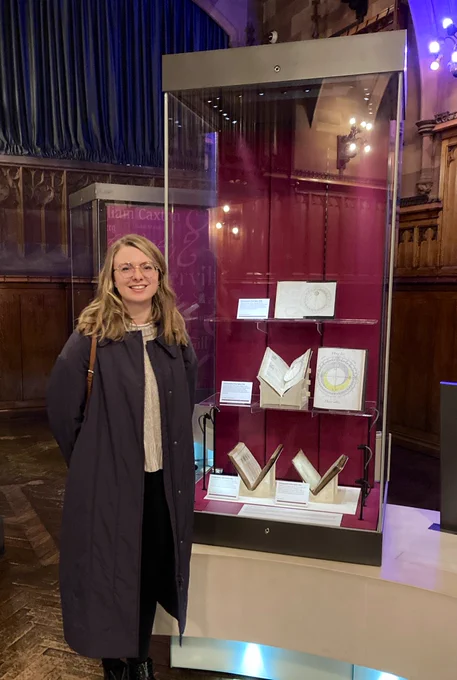 Myself with one of my exhibition cases at the John Rylands library
