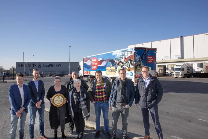 Groepsfoto van Stef transport en Logistiek / Cheese Experience Gouda / Programmateam Gouda750 en Vergeer Holland