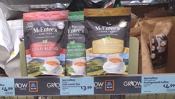 McEntee's Tea in Aldi Sores throughout Ireland from 6th March.
