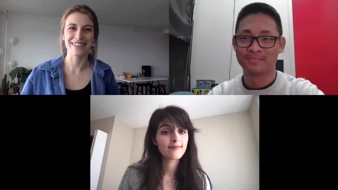 Zoom tiles of Kendal Singleton, Emmanuel Hung, and Sam Meraj