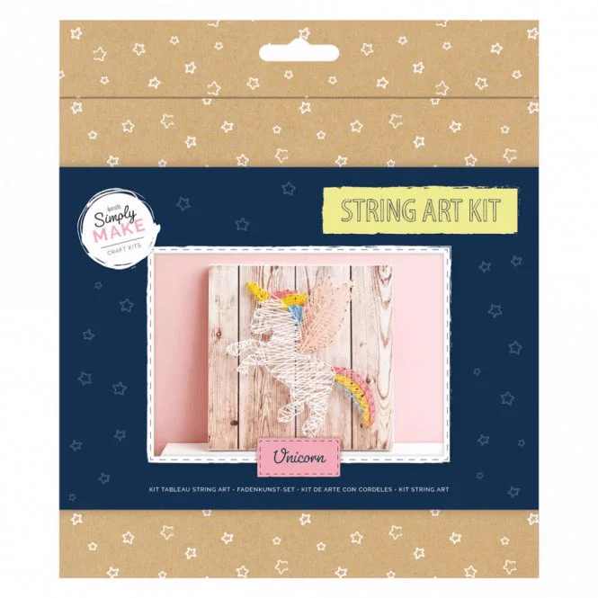 Introducing brand new String Art Kits from our Simply Make range!

This Kit features a Unicorn with wings and a flying stance, and is ideal as a gift for loved ones, friends, and even to keep for yourself!

The process is as simple as hammer, string and hang. Hammer your nails into the board using the pattern template, string your thread around the nails and hang your string art creation for everyone to see.
