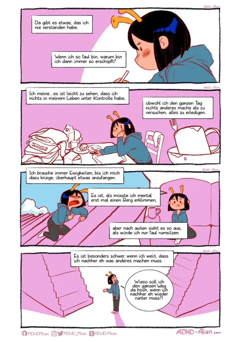 ADHD alien comic - alt text will follow soon, my apologies. I’m completely out of time..