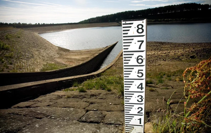 Hurstwood reservoir in Lancashire, and Derwent in Derbyshire, below, during periods of drought. Photo: United Utilities