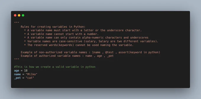 The correct way to create a variable in python