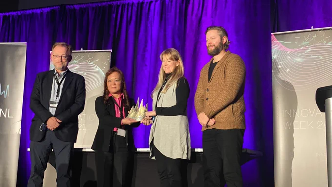 CEO Chris Gardner and CFO Lynn Healey receive the first annual techNL Women in Tech award