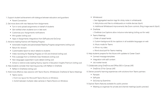 Picture of big list of features