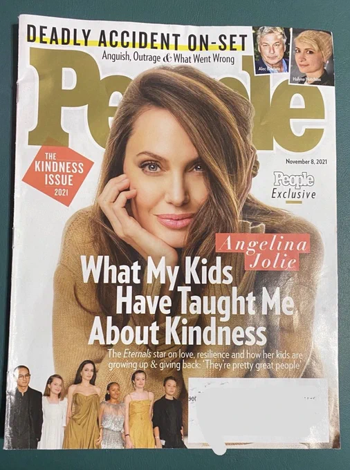 The issue of people magazine I was in for paddling my bicycle around the United States and doing random acts of kindness. They did two covers one with Angelina Jolie and the other with Alec Baldwin. This is the kindness issue