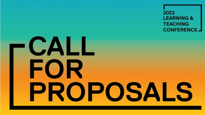 Gradient graphic with the text '2022 Learning & Teaching Conference Call for Proposals'