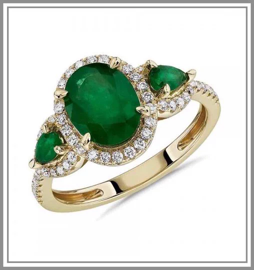 Add a graceful touch to your look with emerald gemstone and diamond ring in 18K Yellow Gold of 6 Gram. 

https://www.9gem.com/.../emerald-and-diamond-halo-three...
For Customization Query Contact on WhatsApp
https://wa.me/919216113377
