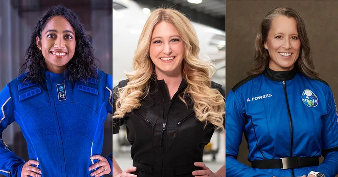 Photos of Sirisha Bandla, Beth Moses and Audrey Powers
