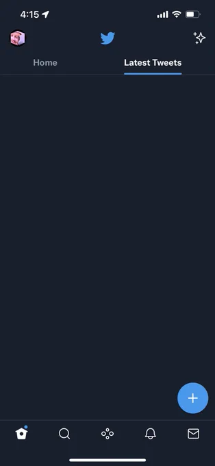 Twitter app screenshot: Latest Tweets tab showing no tweets