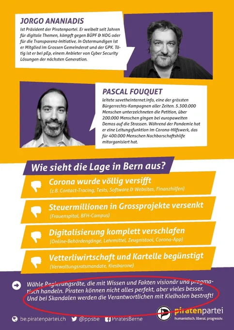 Wahlprospekt der Piraten mit markiertem Text zum Kielholen