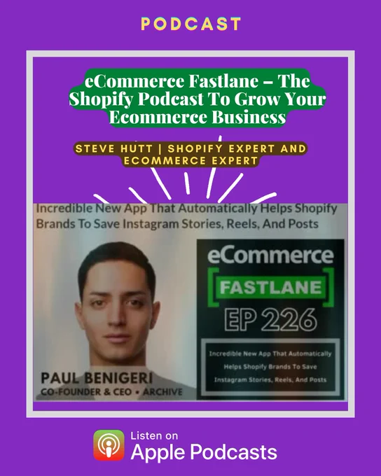 eCommerce Fastlane – The Shopify Podcast To Grow Your Ecommerce Business
By Steve Hutt | Shopify Expert and eCommerce Expert

Listen On:- https://apple.co/3558XDY

Steve Hutt is the host of the top-rated twice-weekly podcast eCommerce Fastlane. He interviews Shopify Partners and subject matter experts who share the latest marketing strategy, tactics, platforms, and must-have apps, that assist Shopify-powered brands to improve efficiencies, profitably grow revenue, and build lifetime customer loyalty.

#shopifyapps #shopifyappstore #shopifytips #shopifybusiness #shopifyexperts #ecommercebusiness
#ecommerceexperience #ecommercesuccessstory #ecommerceguide #dtc #d2c #dtcpodcast #dtcmarketing
