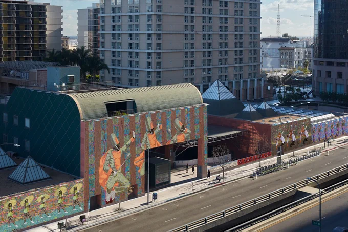 Image credit: Rendering of Derek Fordjour, Sonic Boom, 2022, site-specific installation. Courtesy of the artist and MOCA. Photo by Elon Schoenholz. Digital rendering by Zorawar Sidhu.