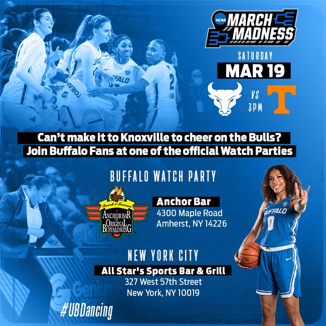 UB women's basketball watch party poster