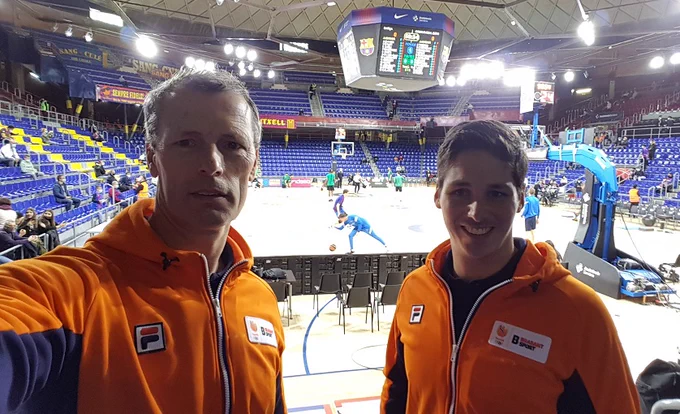 Maurice en Stefan in Palau Blaugrana, home of FC Barcelona Basketball