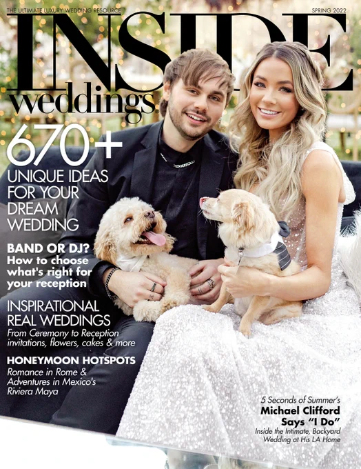 Spring has sprung, which means a new issue is here! Find the #InsideWeddings Spring 2022 magazine on newsstands today and available for digital purchase featuring @5SOS' @Michael5SOS and @crystalleigh's wedding! Purchase a Copy: https://simplecirc.com/shop/inside-weddings 
