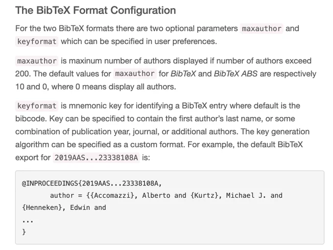 PIC of screen capturing instructions to customize BibTeX format at ADS