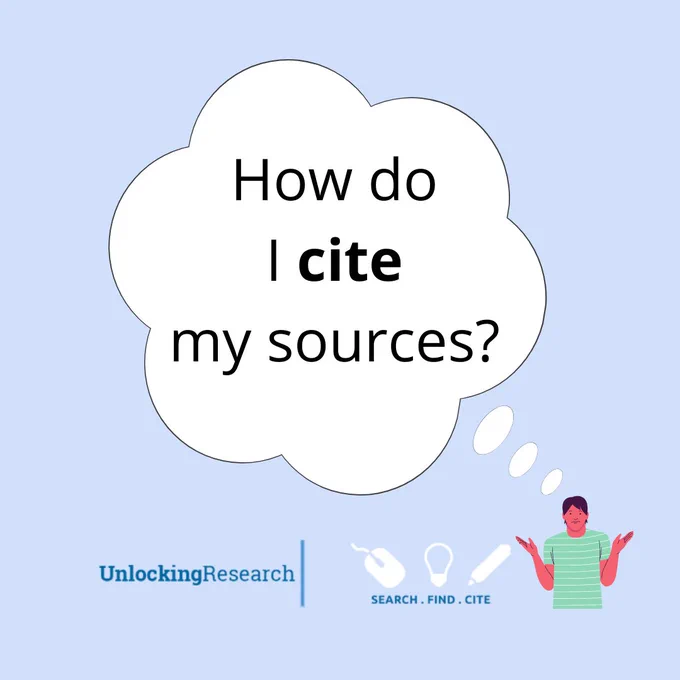 Young man thinking "How do I cite my sources?"
