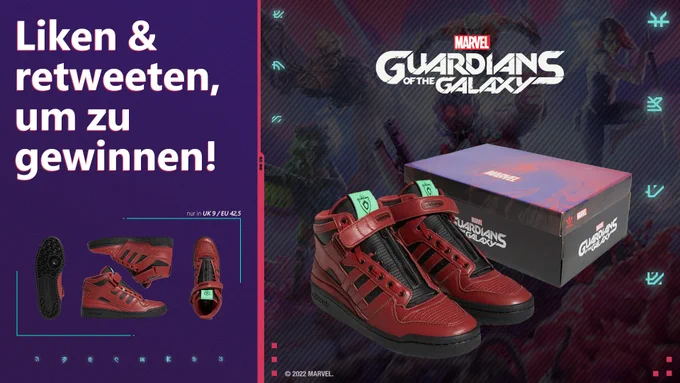 Beauty Shot von den Star Lord Forum Mid Sneaker. Der Bildtext lautet: Liken & retweeten, um zu gewinnen.