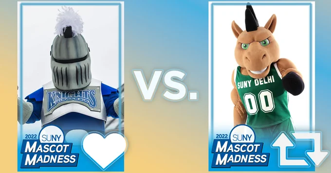 Like to vote Victor E Knight of SUNY Geneseo. Retweet to vote Blaze the Bronco of SUNY Delhi.