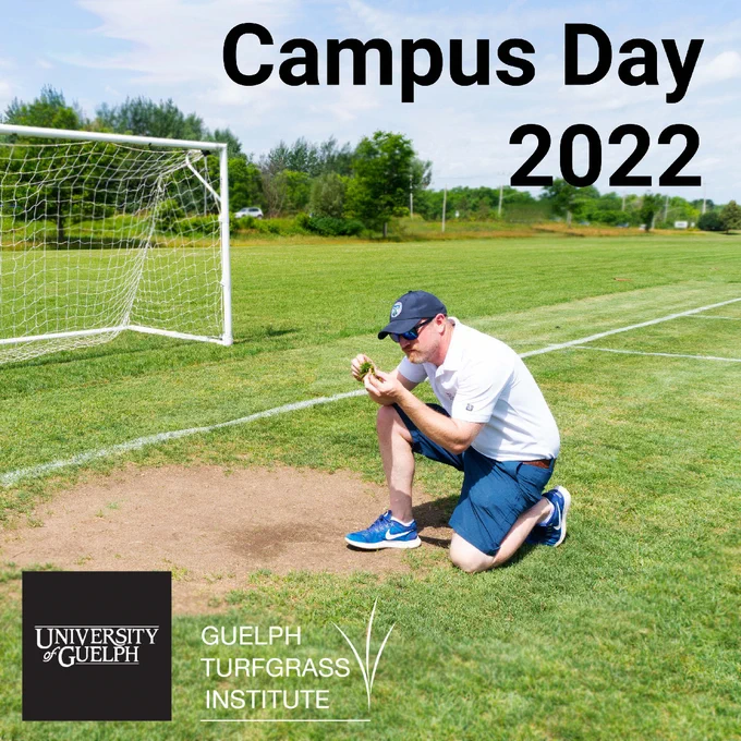 Campus Day 2022, University of Guelph, Guelph Turfgrass Institute

A man wearing a ballcap and sunglasses kneels on a soccer field to look closely at the grass