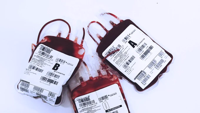 3 bags of blood on a white background