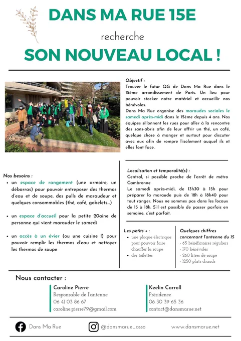 Visuel détaillant ce que nous recherchons comme nouveau local