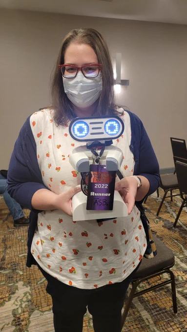 Jennifer Baker holding TASBot