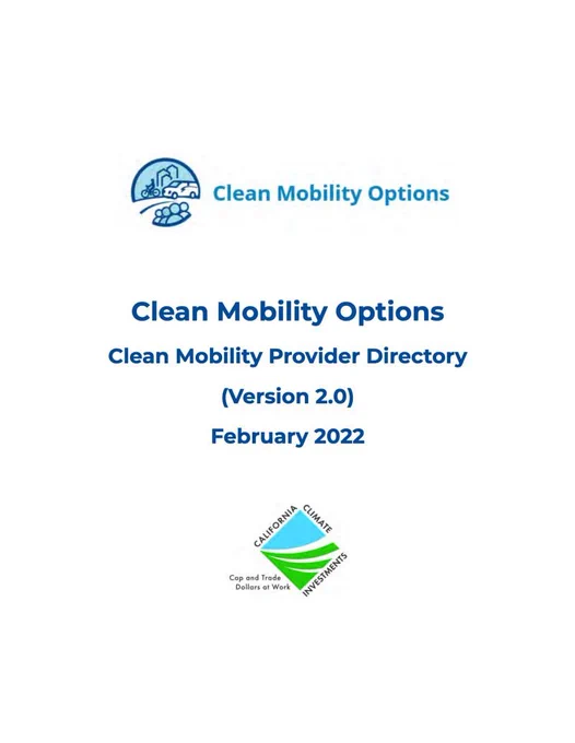 cover of the Clean Mobility Options - Clean Mobility Provider Directory Version 2.0