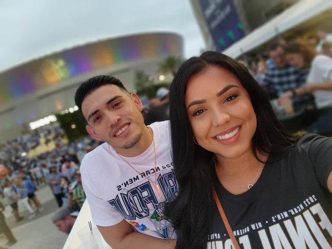 Dee and her fiancé at the tournament