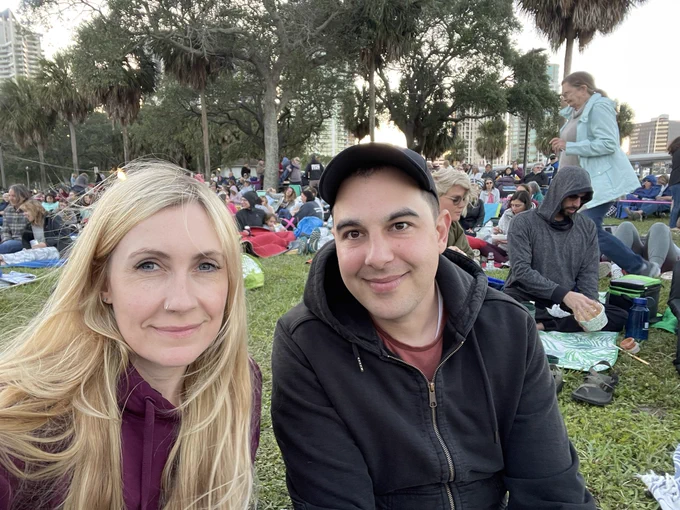 Selfie with Jon on the lawn at the park