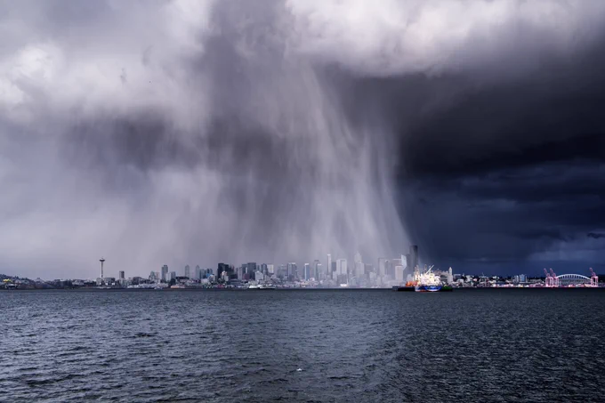 A hails storm pours down on Seattle Washington
