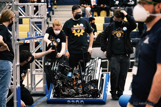 Our dive team flipping over the robot.